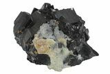 Fluorescent Hyalite Opal on Lustrous Black Tourmaline (Schorl) #239683-1